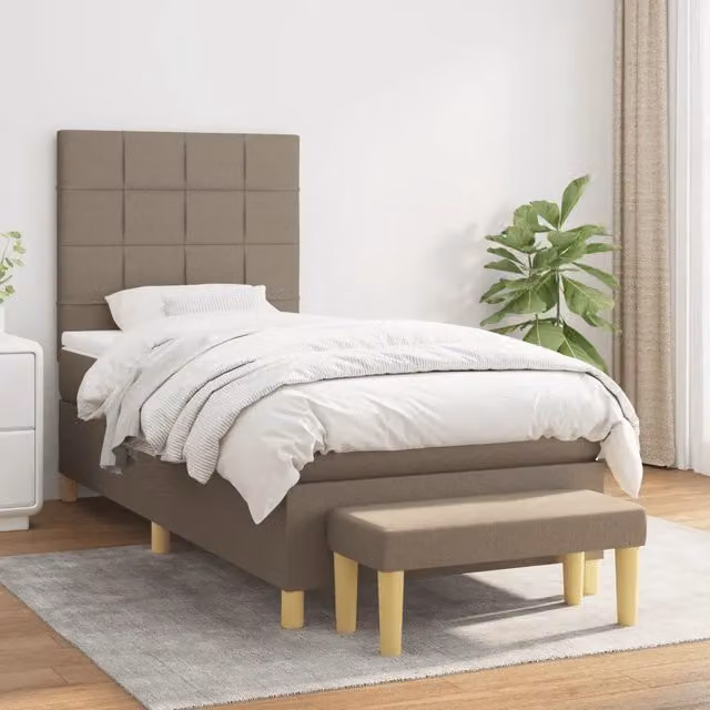 Letto Ibrido con Giroletto a Molle e Materasso vidaXL in Tessuto Beige e Bianco L/P/H: 203 x 80 x 128 cm – 1