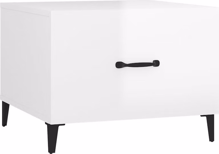 Tavolino Salotto con Gambe in Metallo Bianco Lucido 50x50x40cm