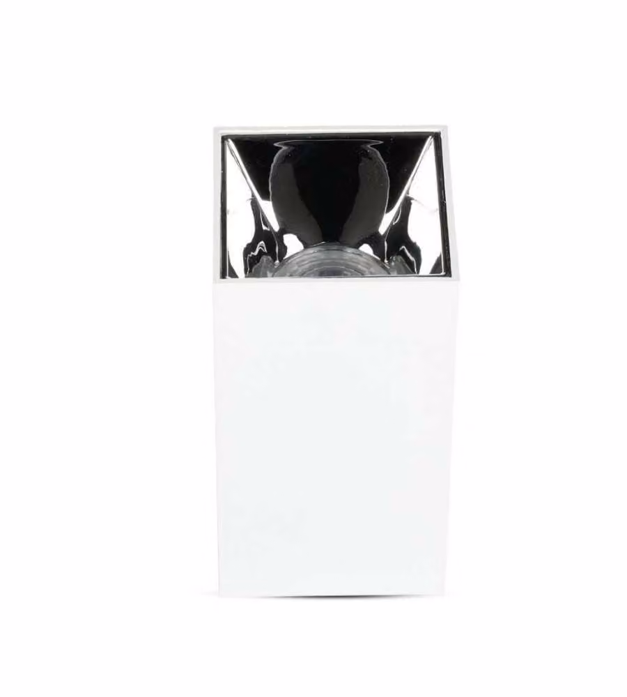 Portafaretto LED Montaggio a Plafone Quadrato GU10 Corpo Bianco Riflettore Cromato