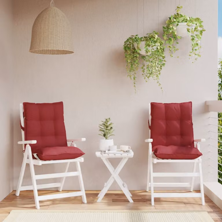 Set di 2 cuscini per sedia con schienale basso vidaXL in tessuto Oxford rosso, impermeabili e traspiranti