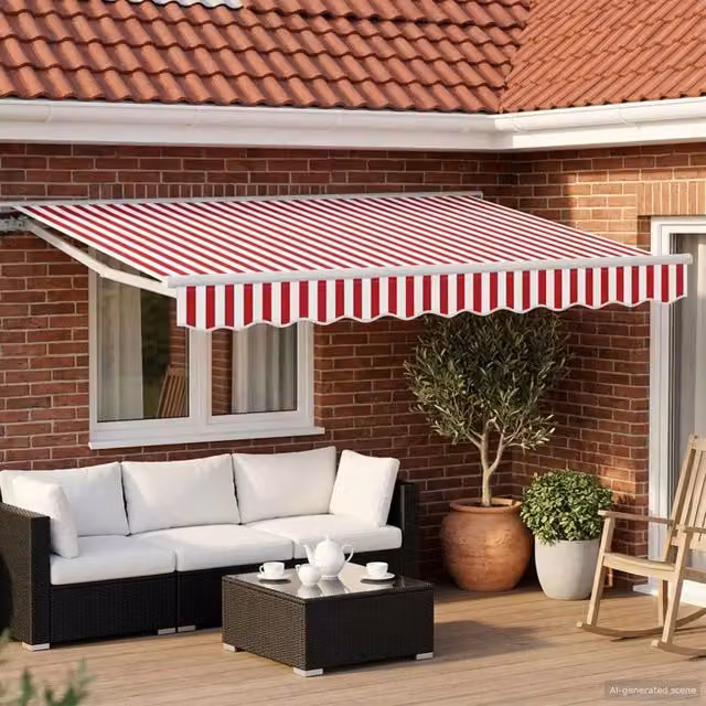 Tenda retrattile manuale Rosso e Bianco 3 x 2,5 m 3420220