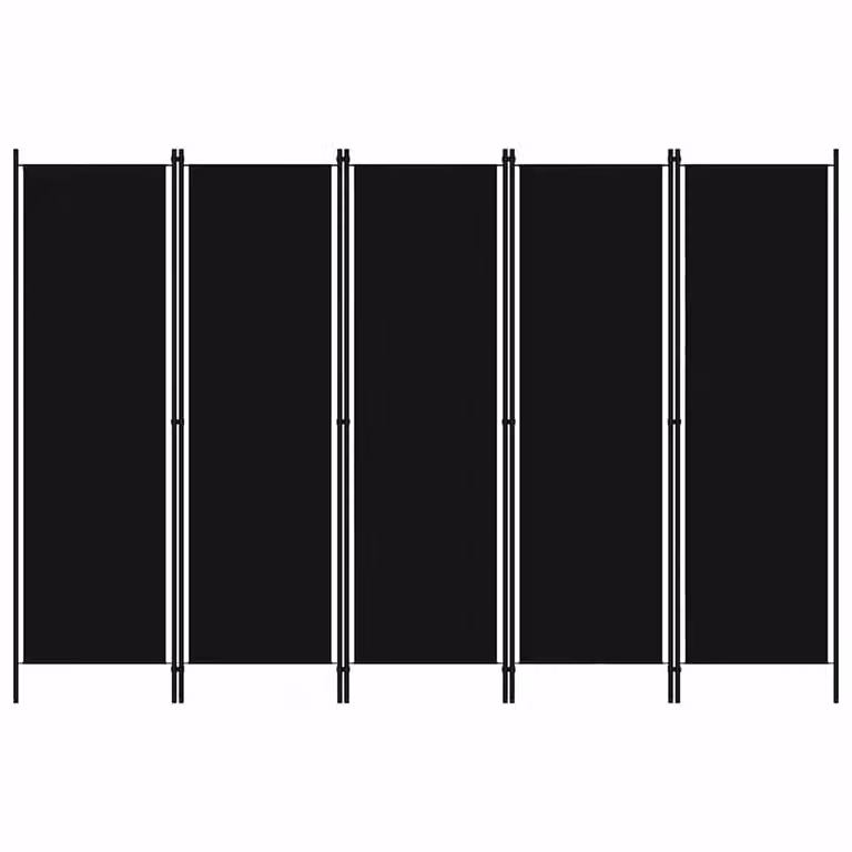 vidaXL Paravento a 5 Pannelli Nero Moderno L: 250 cm, H: 180 cm