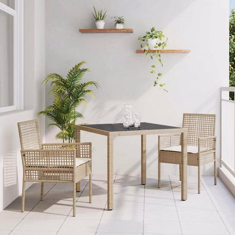 Maison Exclusive - Set da Pranzo per Giardino 3 pcs Beige polyrattan