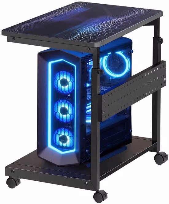 Supporti regolabili per CPU Azomor con rotelle e vano portaoggetti aggiuntivo da posizionare sotto la scrivania