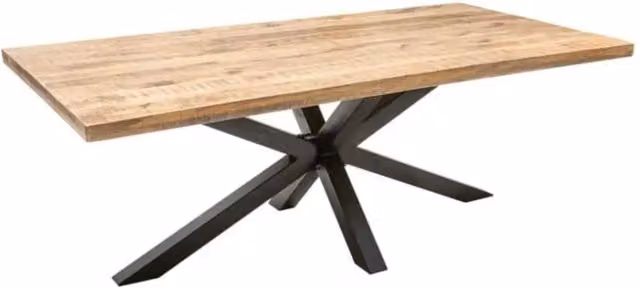 Tavolo da pranzo SOLARA Meublorama in legno di mango e metallo nero con design industriale, L: 160 cm