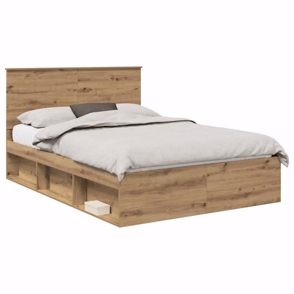 Giroletto artigianale in legno di rovere e pino marrone con doghe fisse L/P: 140 x 190 cm – 2