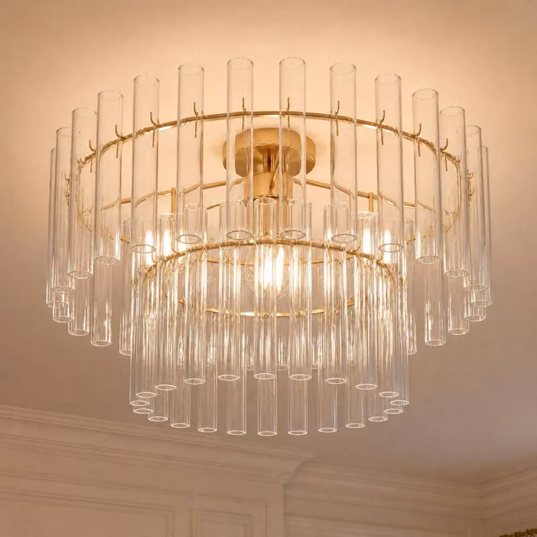Plafoniera soffitto Leanna Lucande, dimmerabile, Chiaro / Trasparente, Soggiorno / Sala da pranzo, Vetro, Moderno, Plafoniera