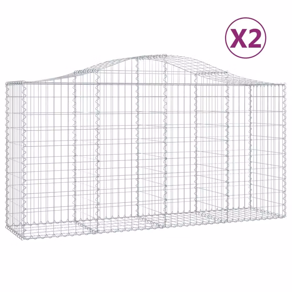 Cesti Gabbioni ad Arco 2 pz 200x50x100/120 cm Ferro Zincato