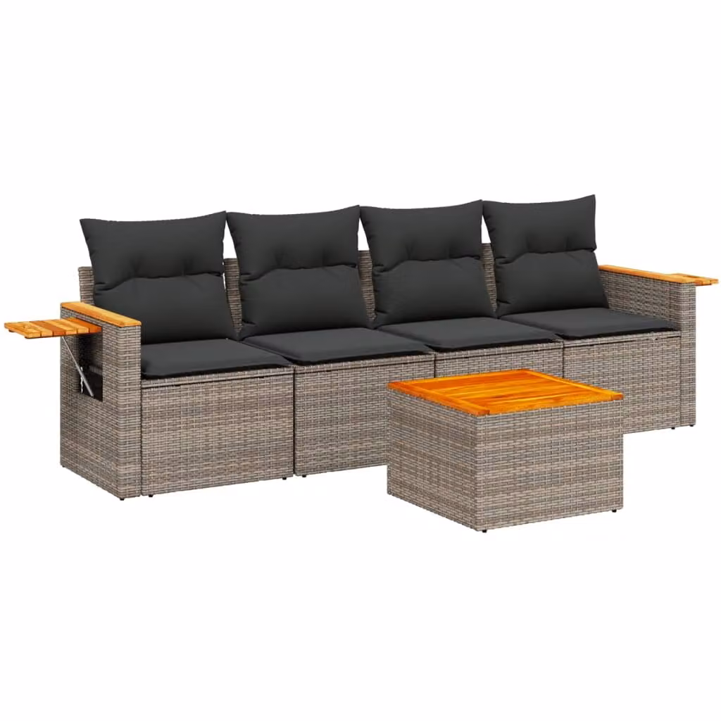 Set Divano da Giardino 8 pz con Cuscini Grigio in Polyrattan