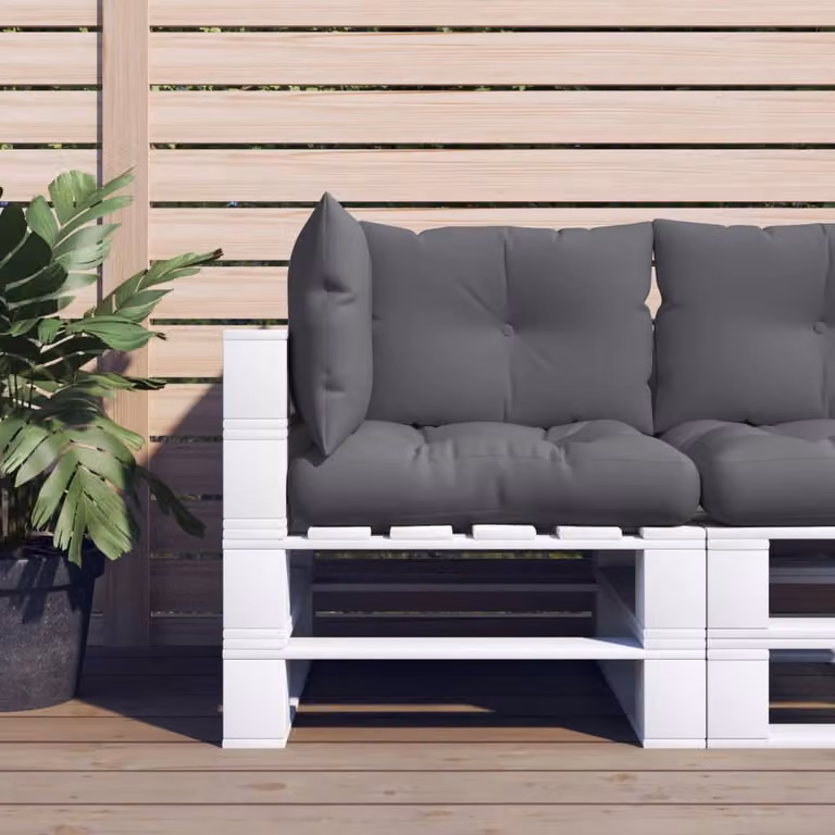 Set di 3 cuscini per pallet vidaXL in poliestere, colore antracite, forma rettangolare, idrorepellenti e resistenti ai raggi UV