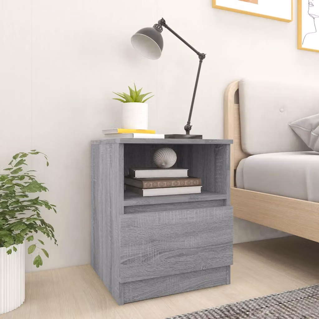 Comodino moderno da parete vidaXL in legno grigio L 40 cm, P 40 cm, H 50 cm