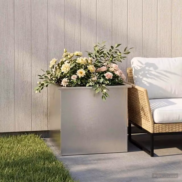 Fioriera da giardino con LED Argento 50 x 60 x 48 cm 8008204