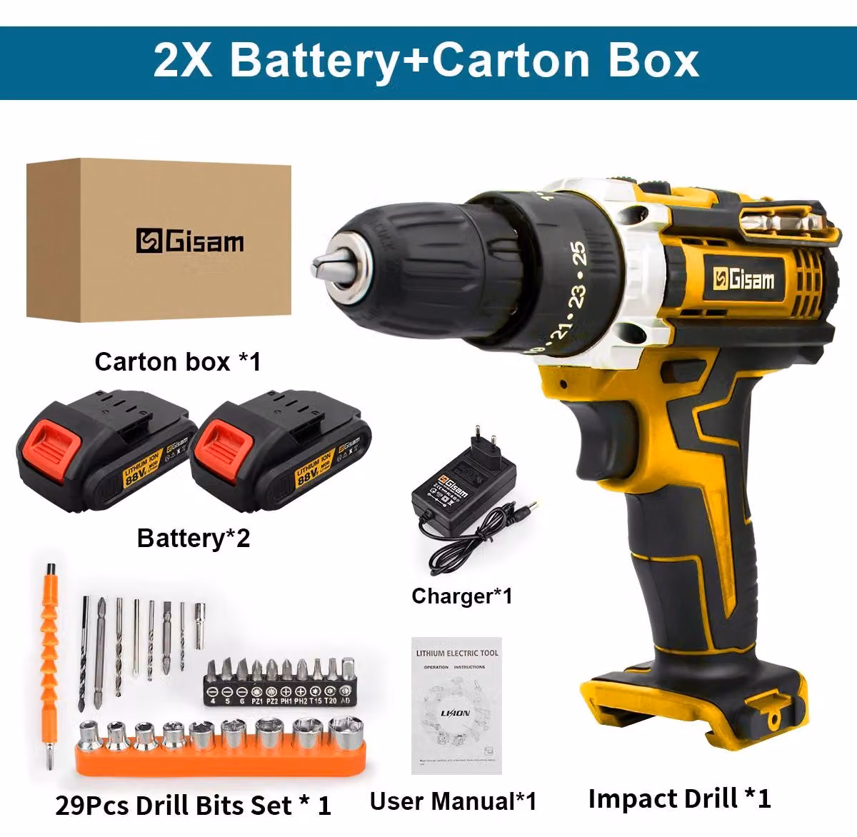 Trapano avvitatore a batteria - Mini trapano avvitatore senza fili - 18V al litio - Coppia di 28 Nm - 1350 giri/min - 25+3 livelli di coppia - 2 batterie, tipo 5