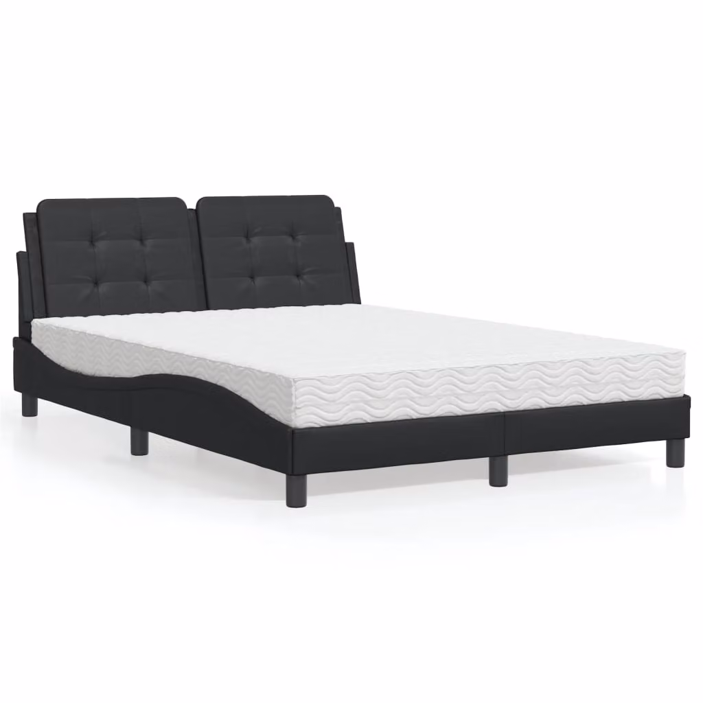 Letto con Materasso Zadar vidaXL in Similpelle Nero L/P: 140 x 190 cm