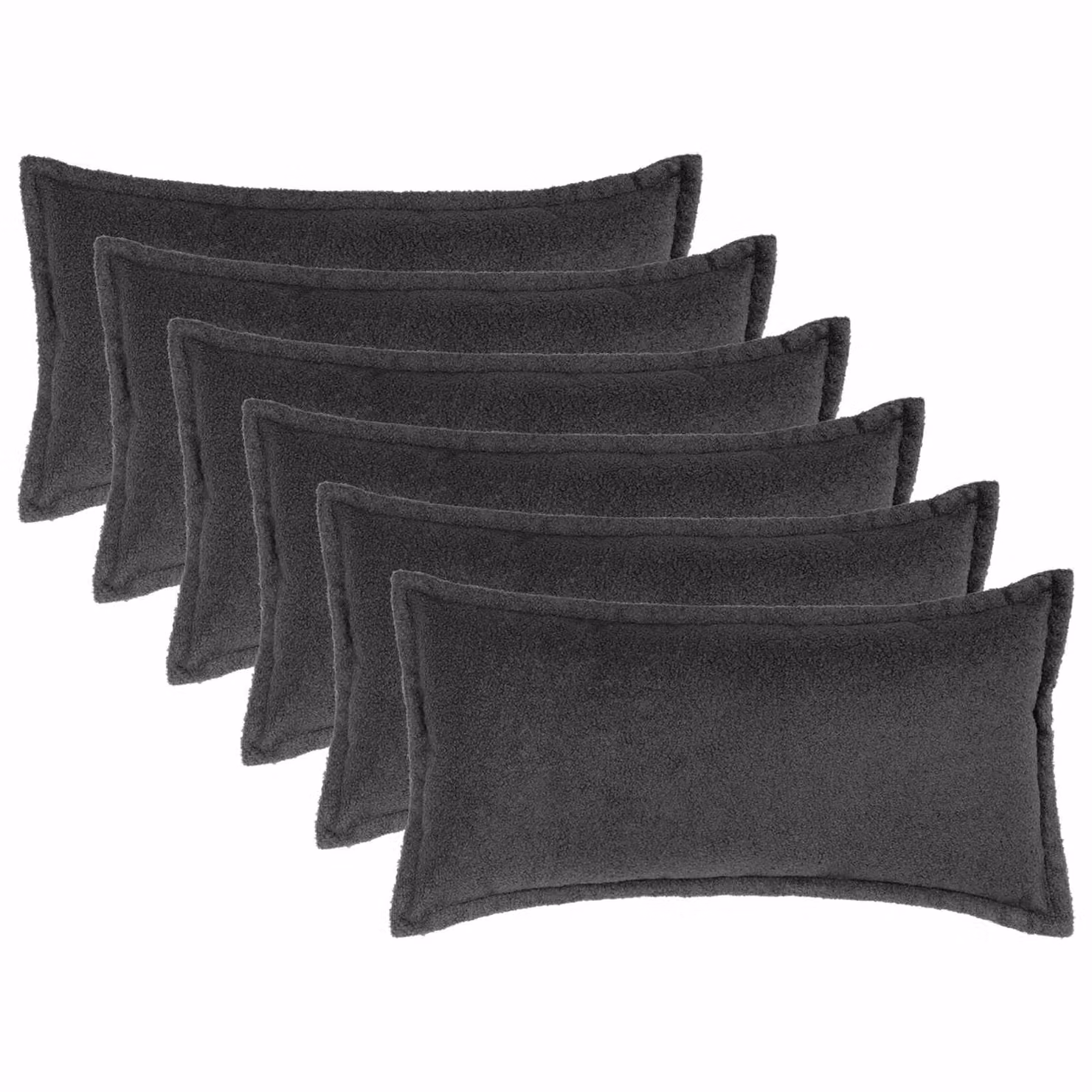 Set di 6 federe vidaXL HOUTEN in tessuto bouclé grigio scuro, L 70 x P 40 cm