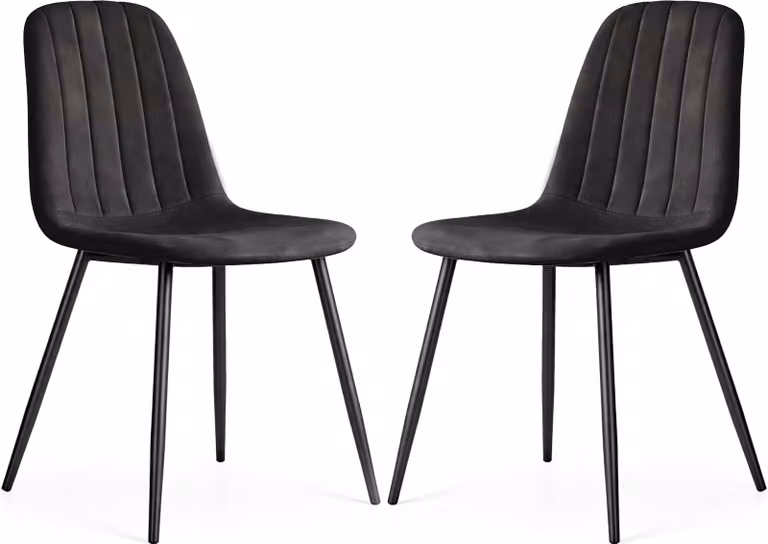 Set di 2 Sedie in velluto trapuntate LUMO Nero gambe nere
