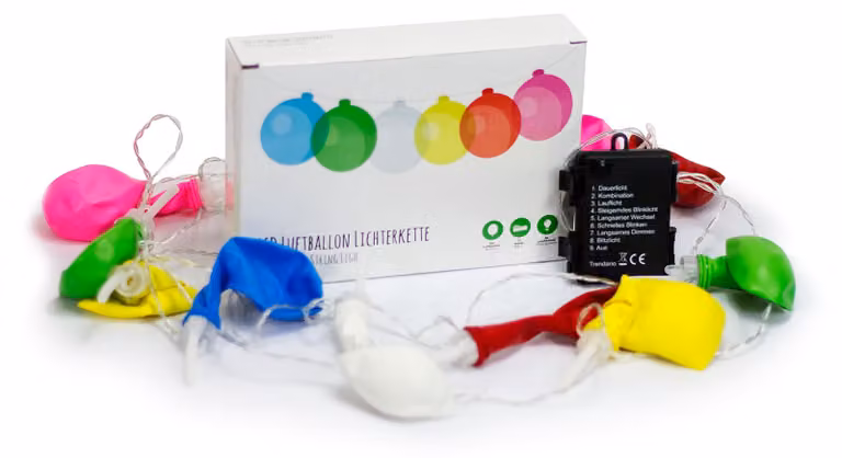 Catena luminosa a LED, con 12 palloncini, alimentata a batteria, con cambio di colore
