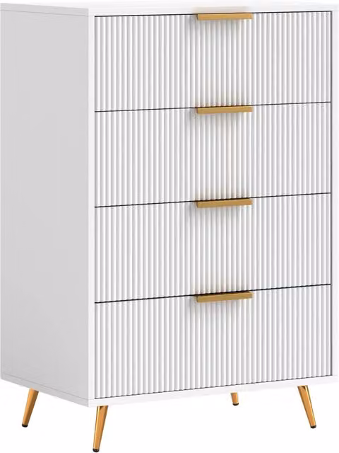 Cassettiera Moderna con 4 Cassetti ¨C zephmum ¨C Bianco 60x40x90 cm
