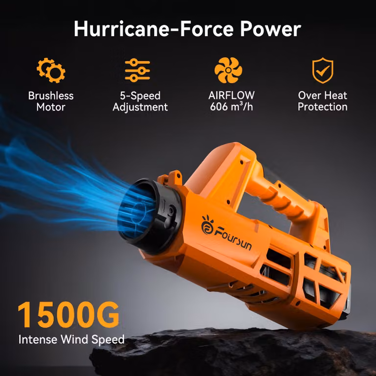Soffiatore elettrico a batteria, alimentato da 2 batterie, con una potenza di 1500 grammi al minuto e dotato di batterie agli ioni di litio da 4,0 Ah