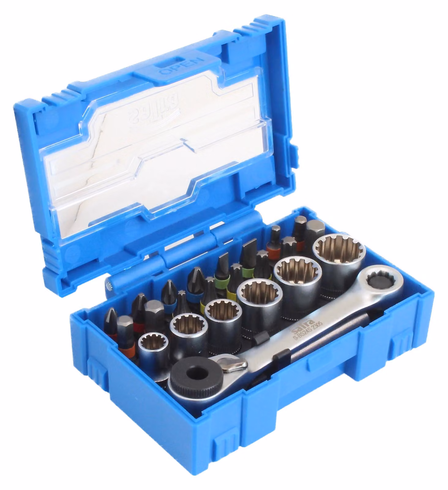 Set chiave a cricchetto con bussole Vario Plus e inserti 1/4'', kit attrezzi per auto, officina, fai-da-te ,24 pezzi