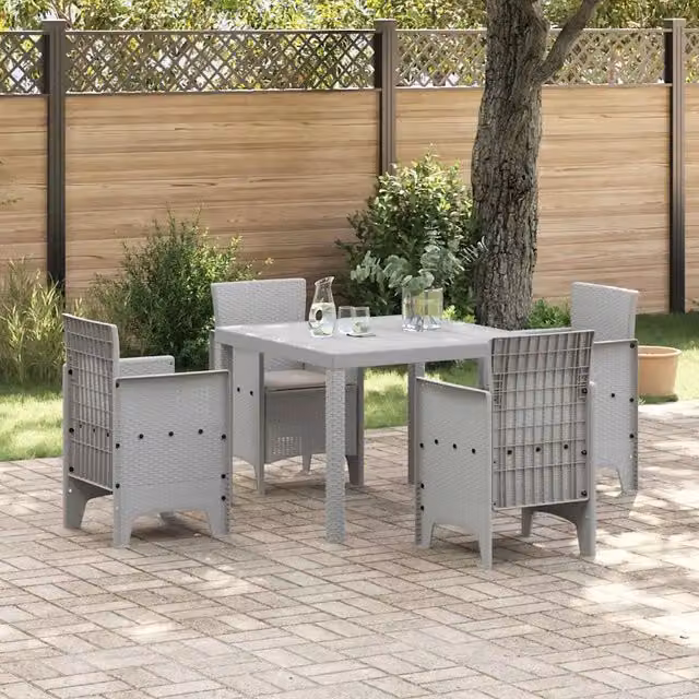 Set da Pranzo per Giardino 5 pz Grigio chiaro Polipropilene 3378548