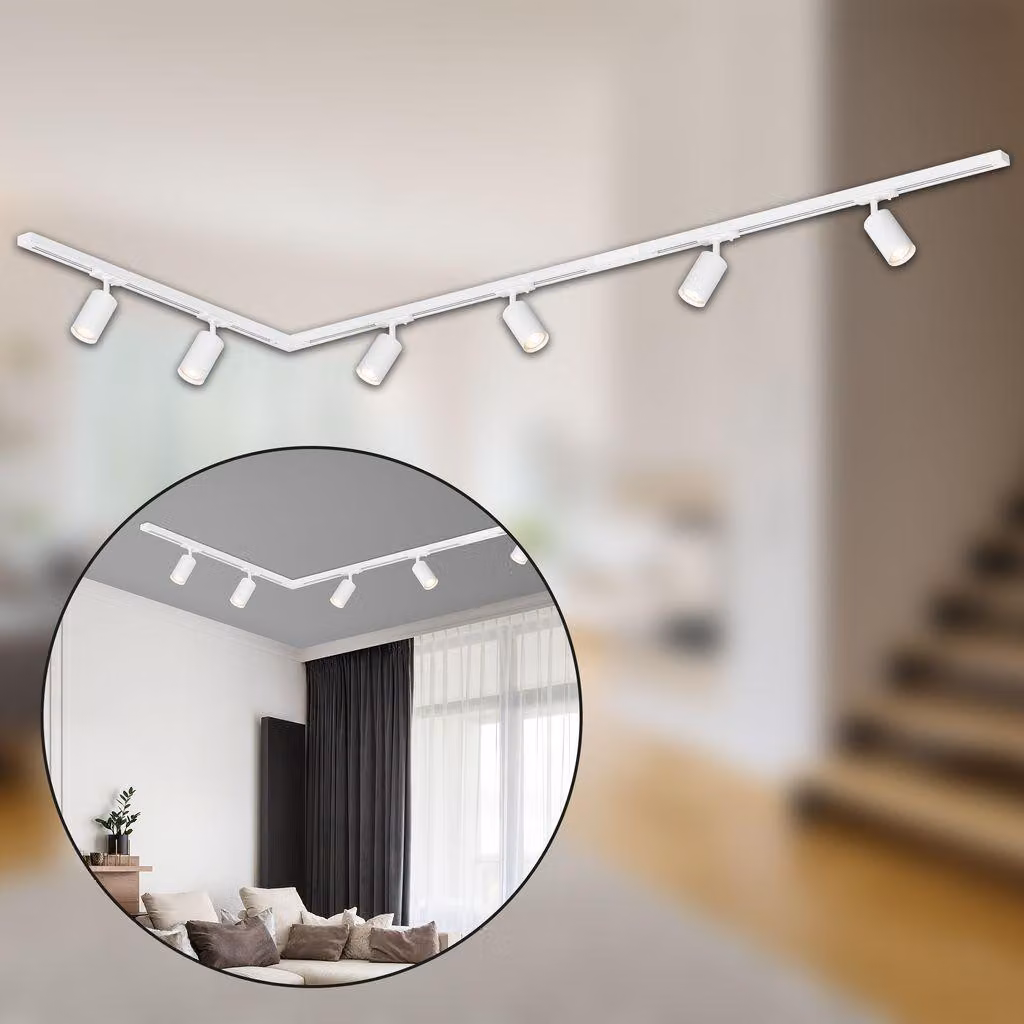 Sistema a binario Briloner Rail, set completo, 6 faretti GU10, orientabili, girevoli, bianco, 3 m