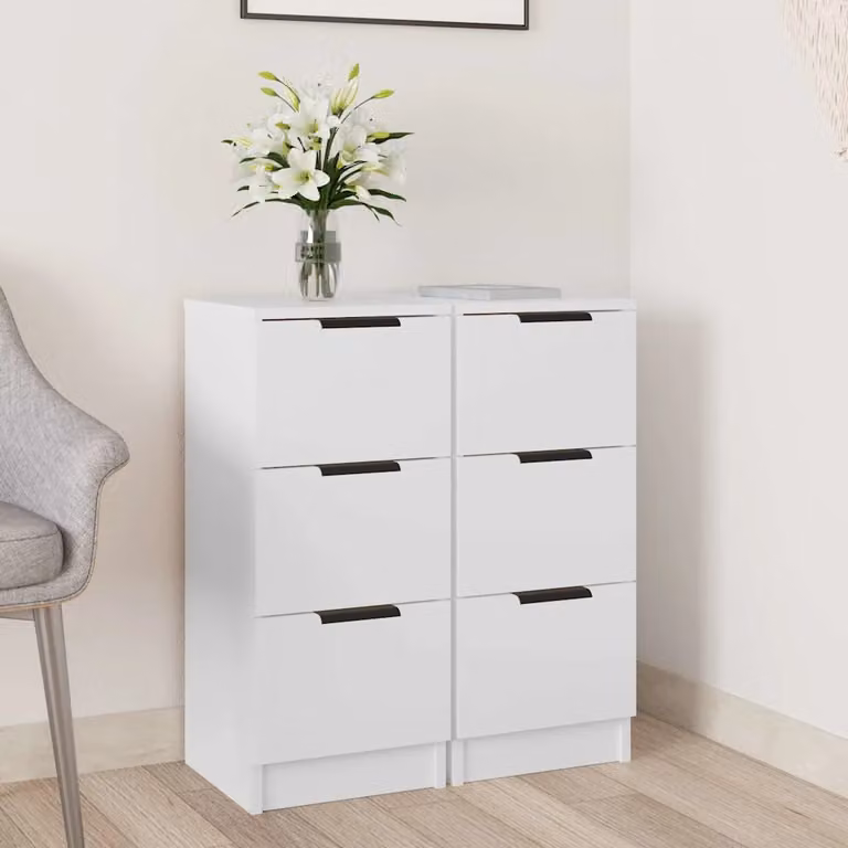 Set di 2 credenze bianche moderne vidaXL in legno e MDF da appendere alla parete L/P/H: 30 x 30 x 70 cm