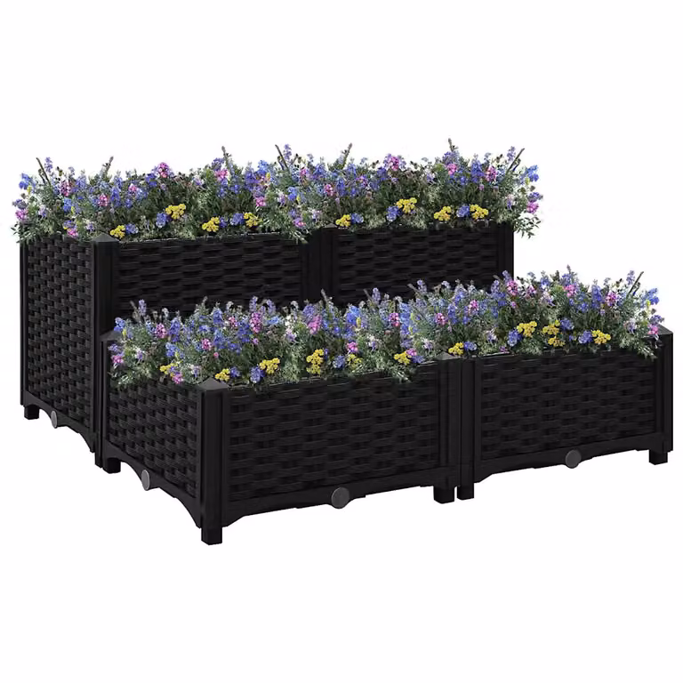 vidaXL Fioriera Rialzata in Plastica WPC, Colore Nero, L/P/H: 80 x 80 x 38 cm