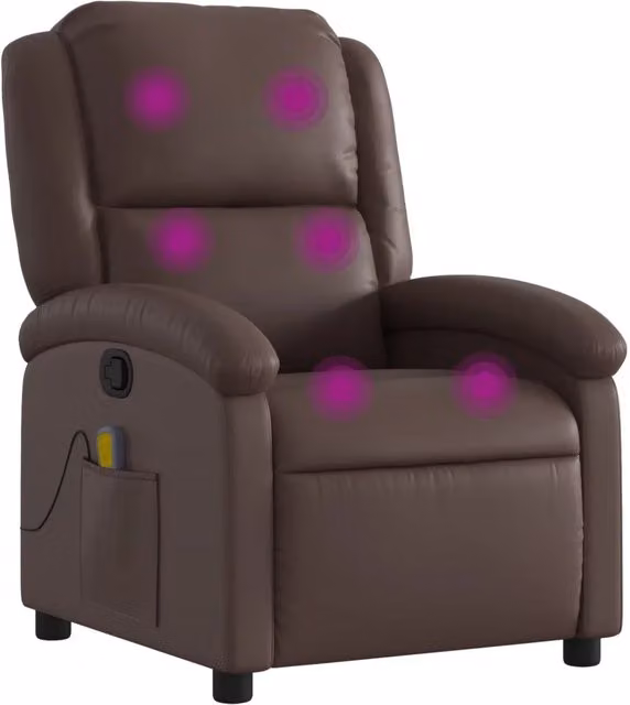 Poltrona Massaggiante | Sedia Relax Reclinabile marrone in Similpelle