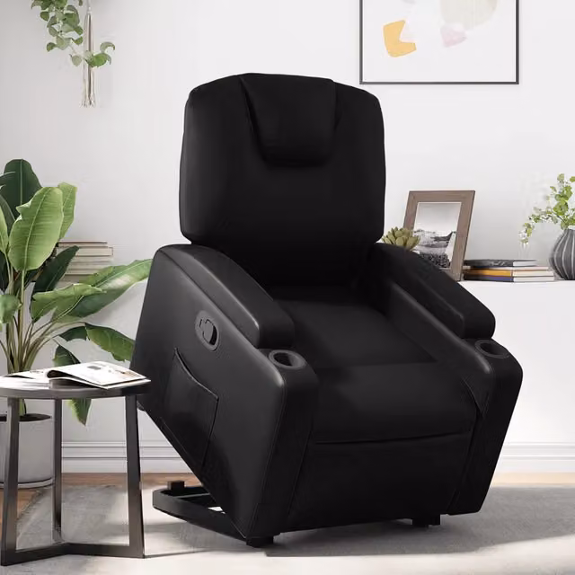 Poltrona Alzapersona Reclinabile vidaXL in Similpelle Nera con Assistenza Elettrica per Senior