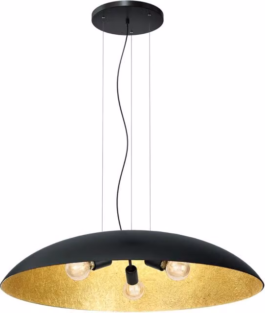 Lampada a sospensione Compo loft nera interno oro 3xE27