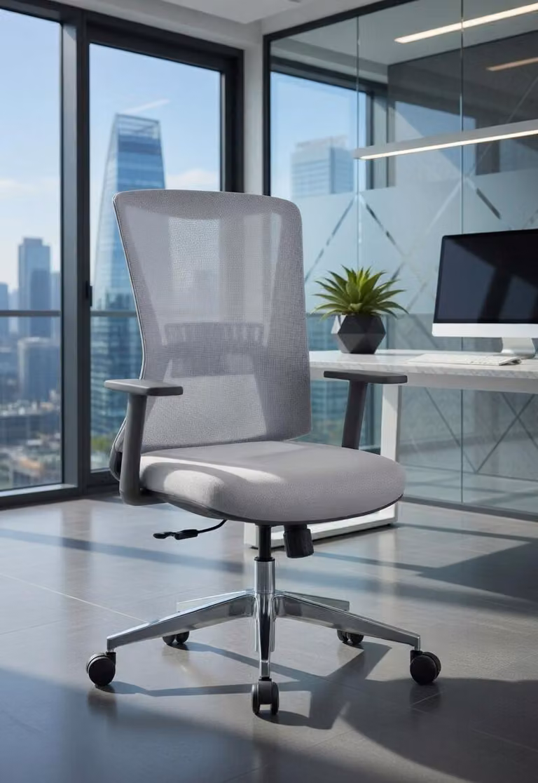 Sedia da ufficio ergonomica con braccioli regolabili e schienale in rete