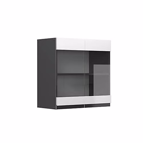 Vicco Mobile da cucina in vetro R-Line, Bianco, 60 cm