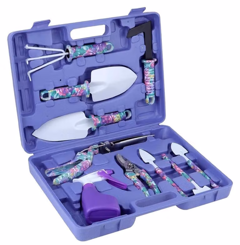 Omgoods - Set di 10 utensili da giardino con custodia e strumenti resistenti