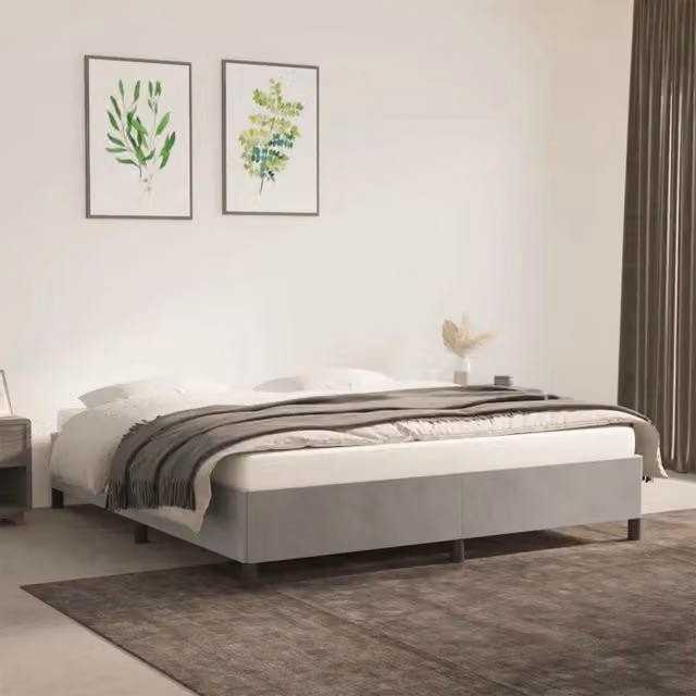 Struttura Letto Design Mania in Velluto Grigio Chiaro con Doghe Composite L/P: 180 x 200 cm