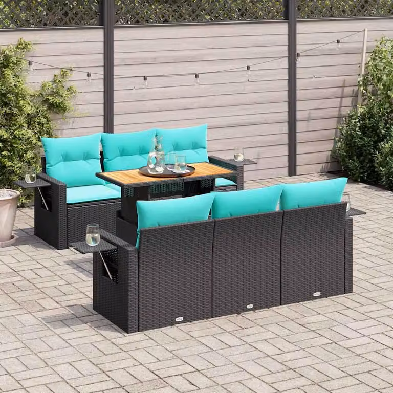 Maison Exclusive - Set Divani da Giardino con Cuscini 7pz Nero Polyrattan