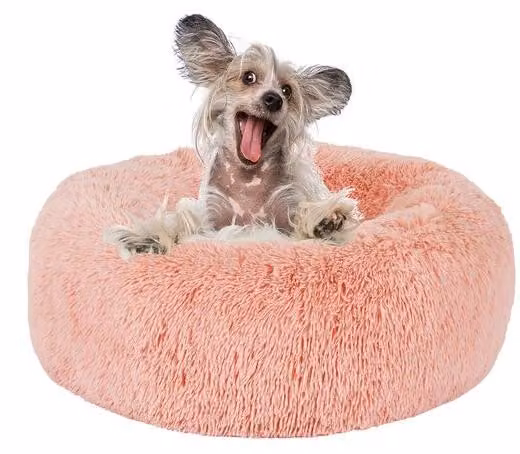 Cuscino rotondo per cani, lettino carino per cani, 60 cm, rosa, lavabile
