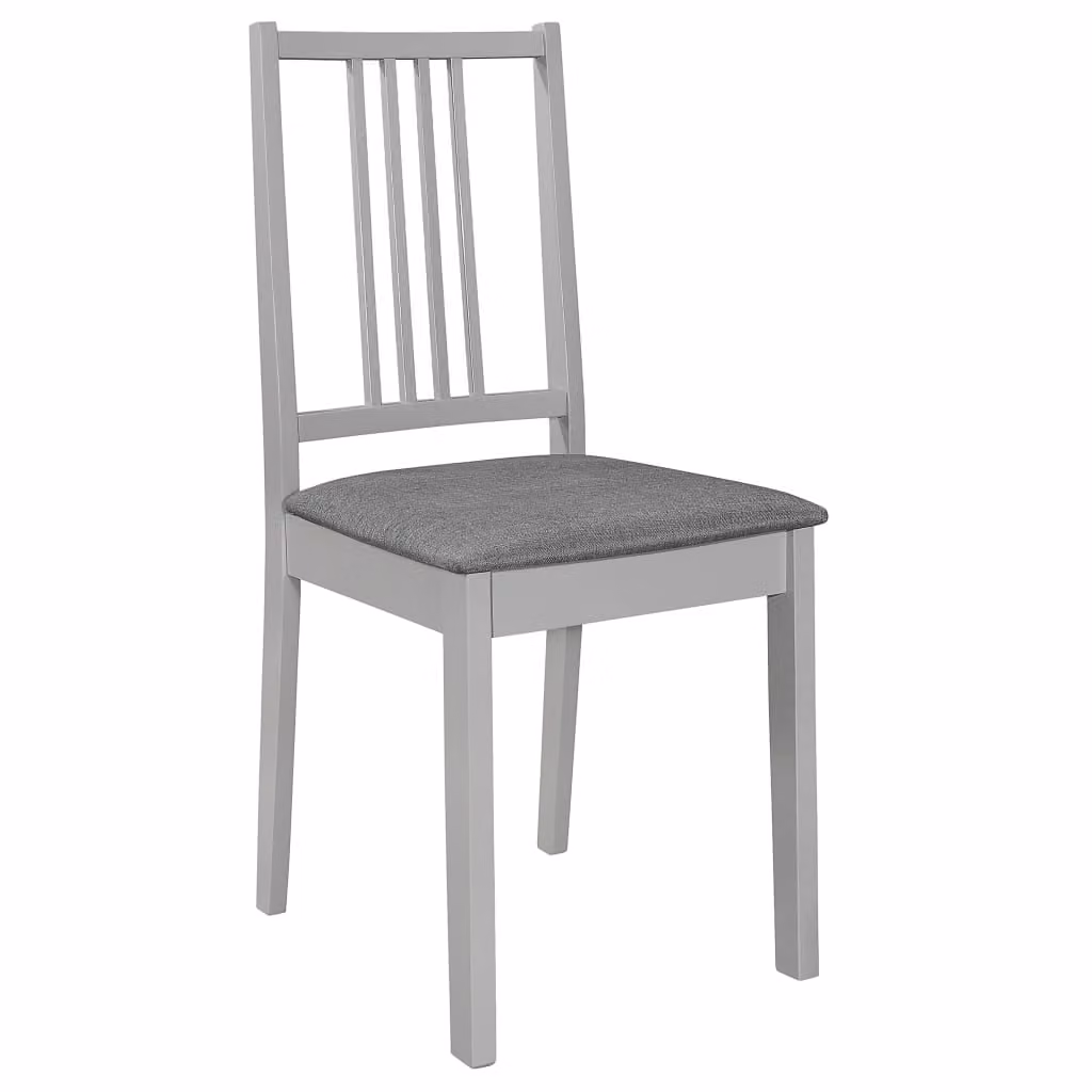 vidaXL Sedie da pranzo con imbottitura 2 pz. Legno massiccio grigio
