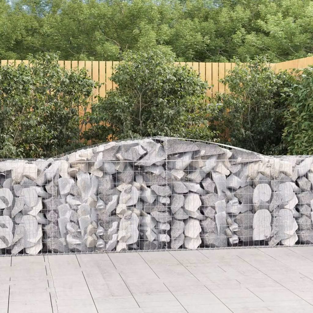 Cesto Gabbione ad Arco vidaXL in Acciaio Zincato Grigio L: 400 cm, P: 50 cm, H: 80/100 cm
