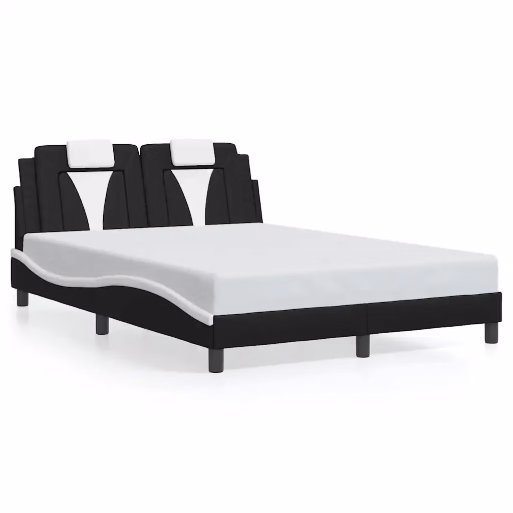 Giroletto Viana vidaXL in similpelle nero e bianco con doghe in legno L/P/H: 190 x 140 x 208 cm – 2