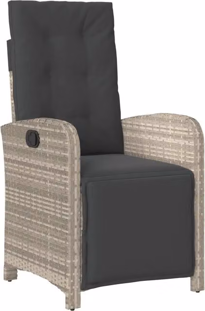 Sedia Reclinabile da Giardino con Poggiapiedi in Polyrattan e Metallo, Colore Grigio Antracite – 1