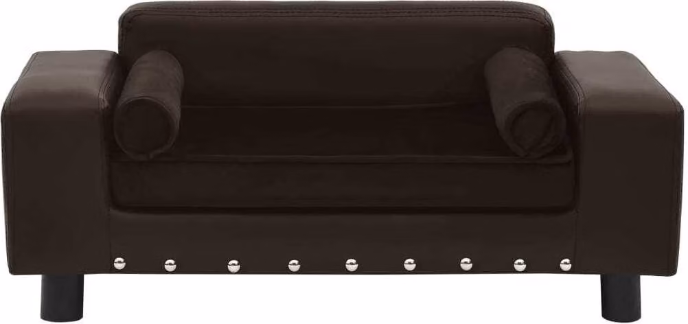 vidaXL Divano per cani marrone 81x43x31 cm in peluche e Pelle finta