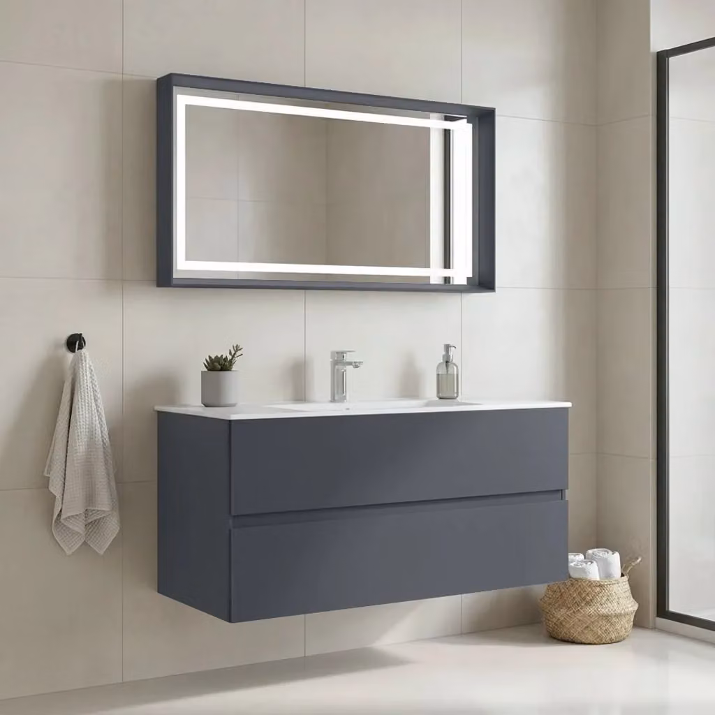 Set mobile lavabo con specchio Hanah Home Nest 121 v2 in antracite opaco L/P/H: 121 x 51 x 55 cm – 2