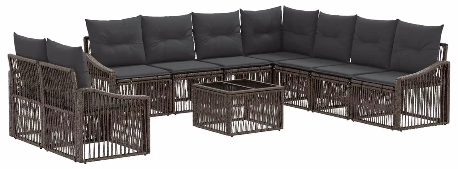 Set Divano da Giardino 10 pcs Grigio polyrattan