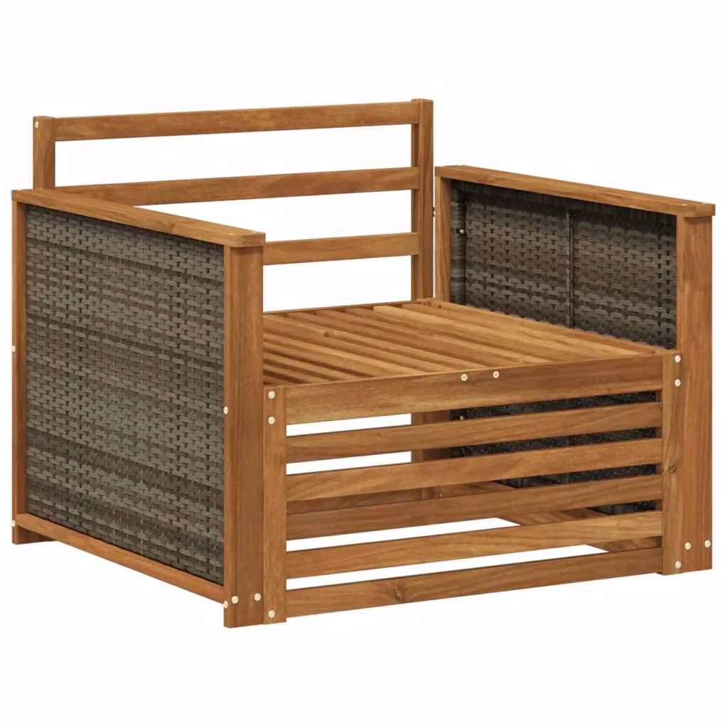Divano centrale da esterno vidaXL in legno di acacia color marrone e beige – 2