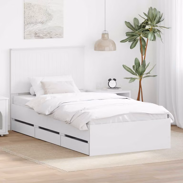 Struttura del letto con cassetti vidaXL in legno ingegnerizzato bianco, L 100 x P 200 cm