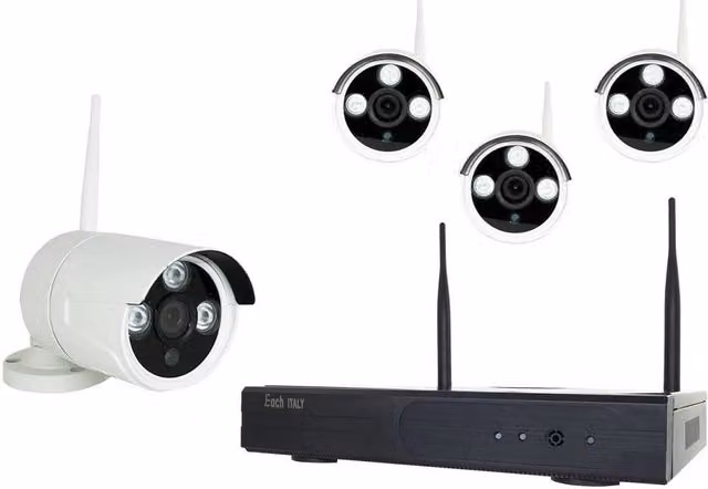 Kit Videosorveglianza Trade Shop con NVR e 4 Telecamere Wi-Fi e LAN, Colore Bianco, Modello 8806zl3-4