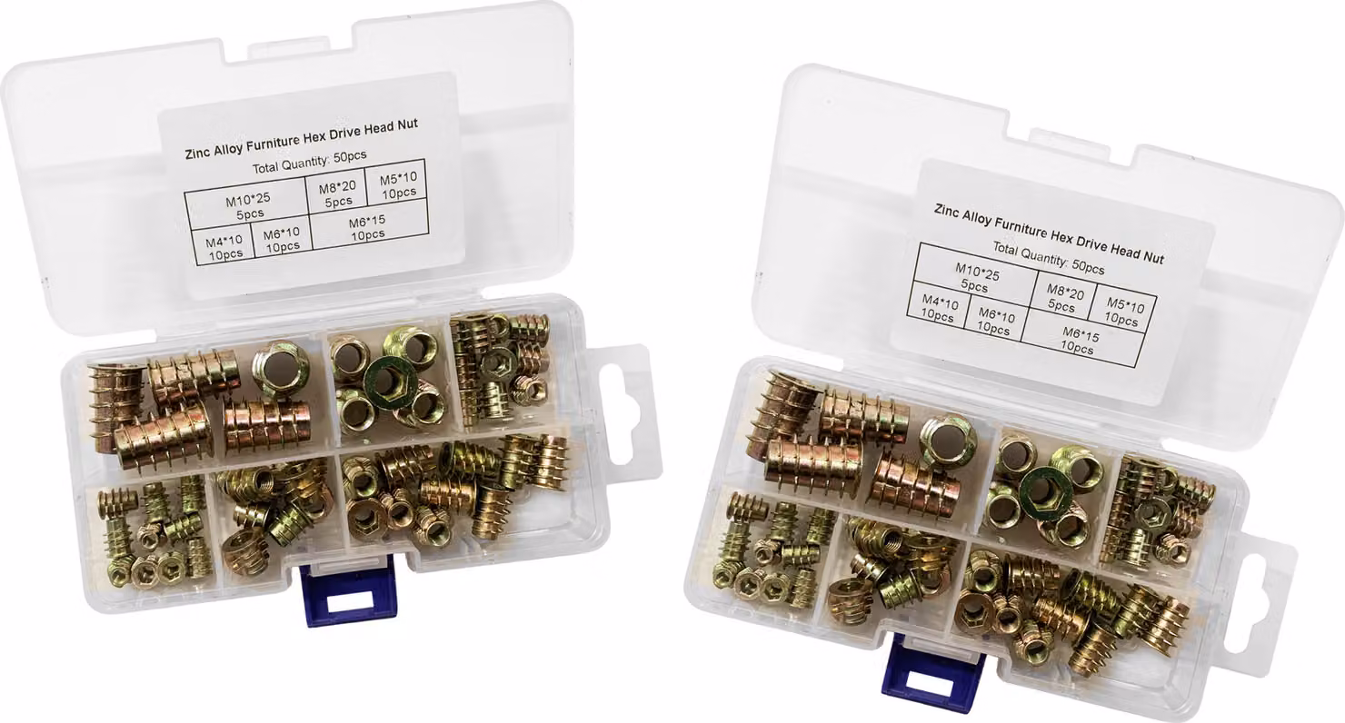 Set di 100 inserti filettati misti (dadi a vite, set misto: M4-M10)
