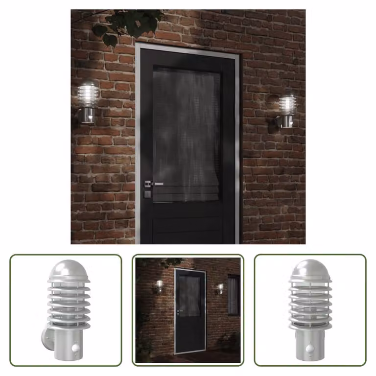 The Living Store Applique da esterno con rilevatore di movimento in acciaio inox argento