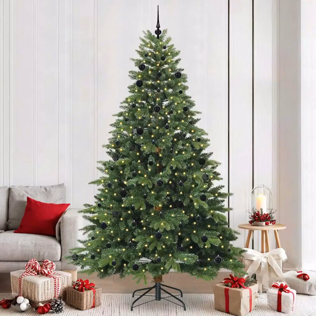 Albero di Natale artificiale vidaXL verde con 300 LED luce bianca calda in PE e PVC, Altezza: 240 cm